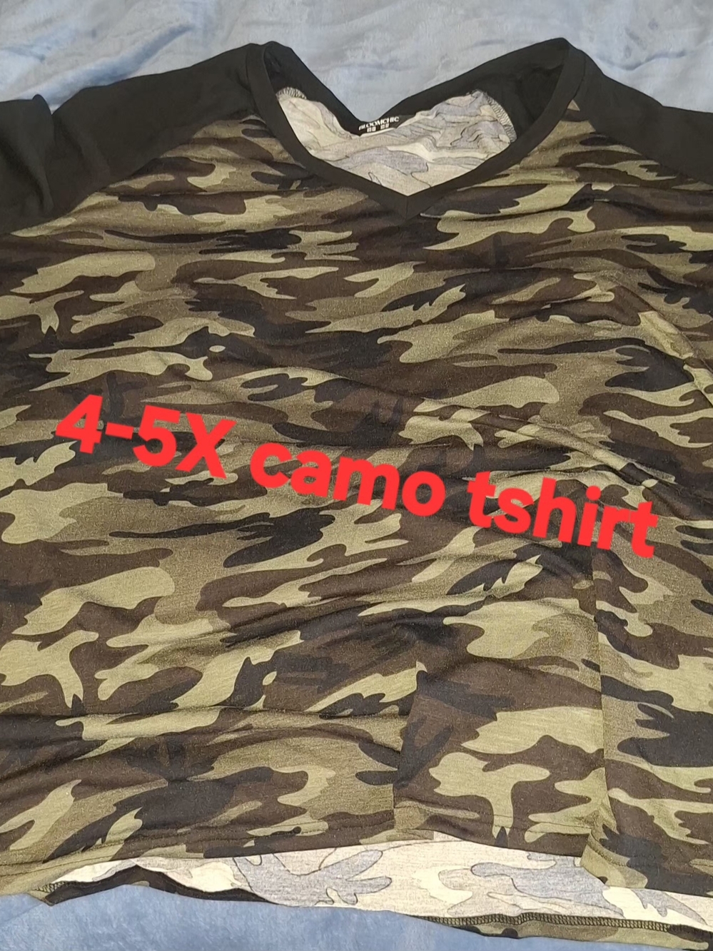 Camo V-Neck Long Sleeve Shirt - Olive/Black